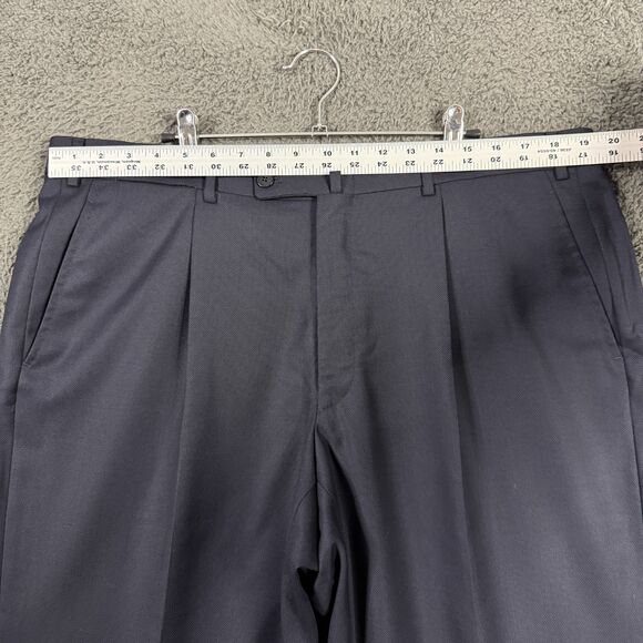 Isaia Pants Mens 38x32 Blue Classic Fit Dress Slacks Super 130s Wool Italy - Picture 7 of 12